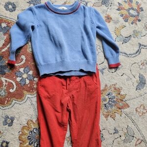 TBBC sweater and cord pants 4T EUC